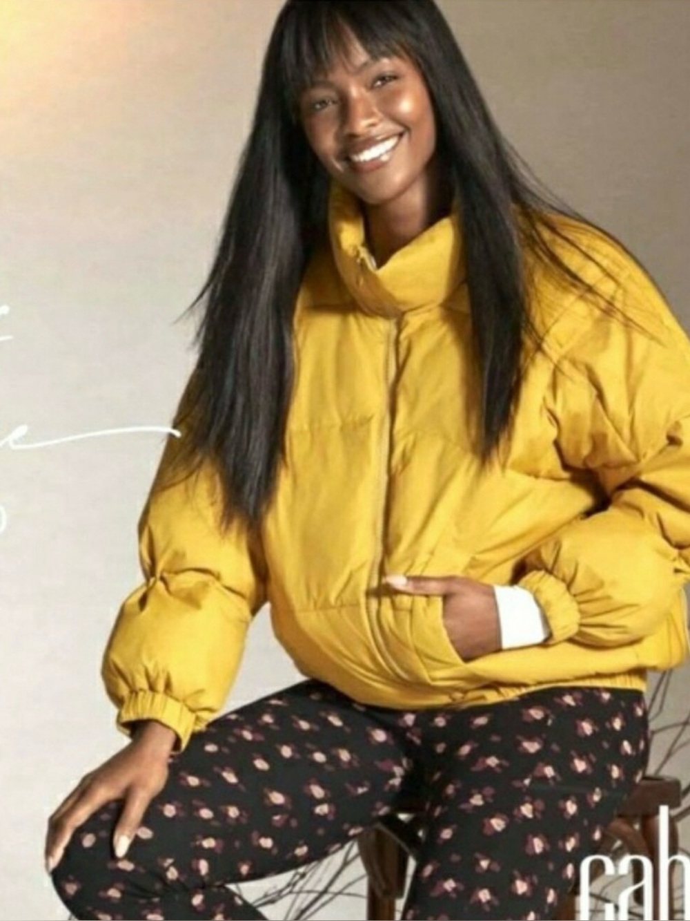 Cabi Puff Piece Asymmetric Puffer Jacket Acid Yellow Cropped Mixed Media Coat XS